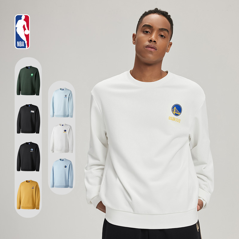 NBA官方金州勇士/湖人/独行侠球队文化系列早秋男女暖绒圆领卫衣