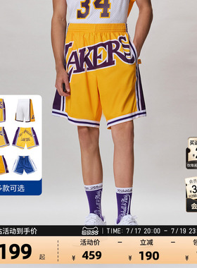 NBA官方MN美式复古湖人速干合集球迷版跑步运动篮球短裤球裤