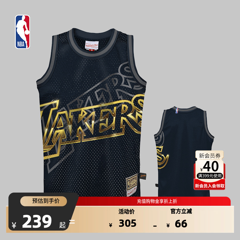NBA官方正品儿童青少年湖人队大童篮球服球衣篮球服Mitchellness