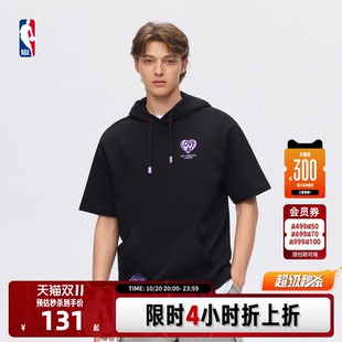 NBA官方夏季勇士湖人26夏季休闲通勤百搭连帽短袖连帽卫衣男女