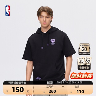 NBA官方夏季勇士湖人26夏季休闲通勤百搭连帽短袖连帽卫衣男女