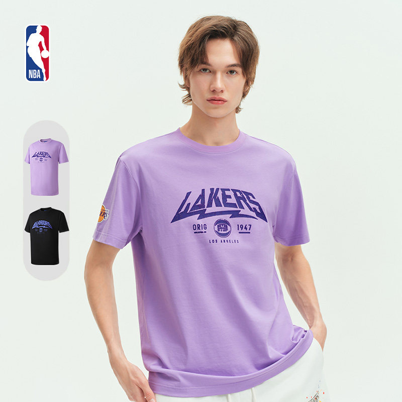 NBA官方夏季湖人勇士纯棉透气球衣风薄款运动短袖T恤简约百搭男女