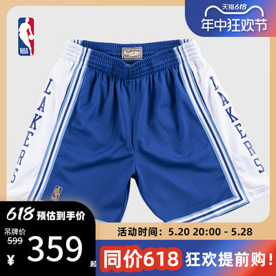 复古球裤SW 洛杉矶湖人队 1996-97赛季客场短裤 NBA-Mitchellness