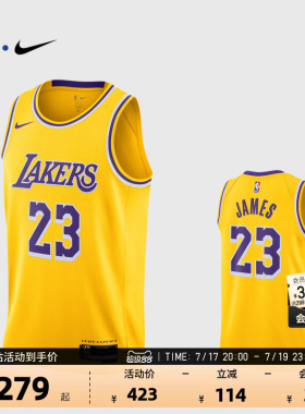 NBA官方NIKE耐克湖人队詹姆斯SW球迷版球衣专业训练背心篮球服男