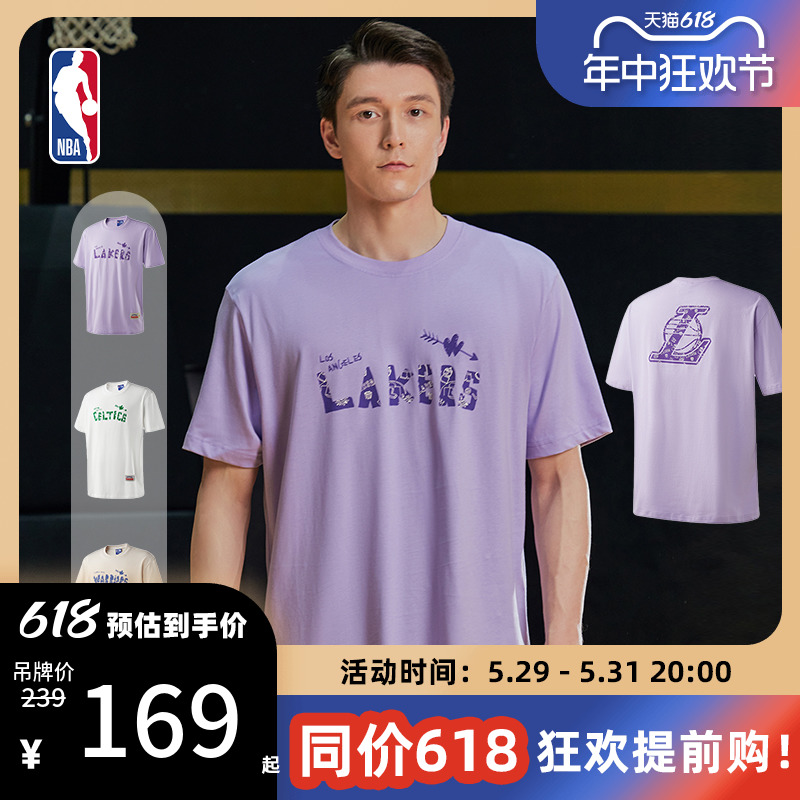 NBA球队文化系列情侣手绘宽松T恤夏洛杉矶湖人/凯尔特人/金州勇士 运动服/休闲服装 运动T恤 原图主图