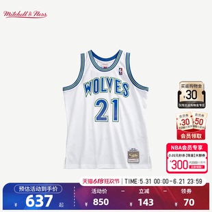 NBA官方MITCHELL & NESS森林狼凯文加内特95-96赛季SW球衣篮球服