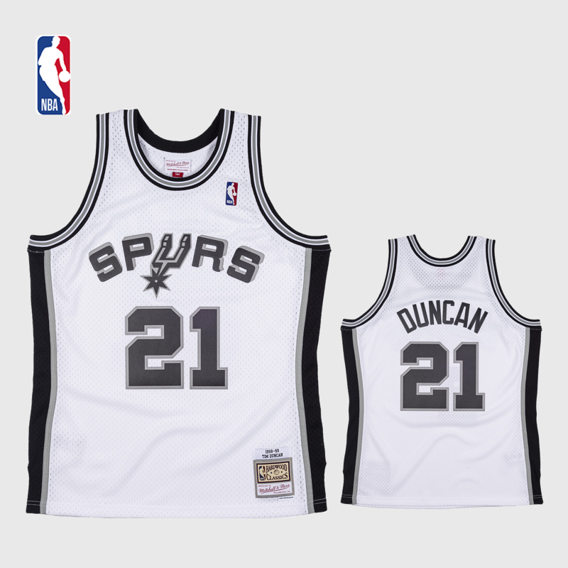 MitchellnessNBA官方复古球衣SW 马刺队邓肯 1998-99主场 篮球服