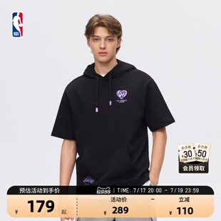 NBA官方夏季勇士湖人26夏季休闲通勤百搭连帽短袖连帽卫衣男女