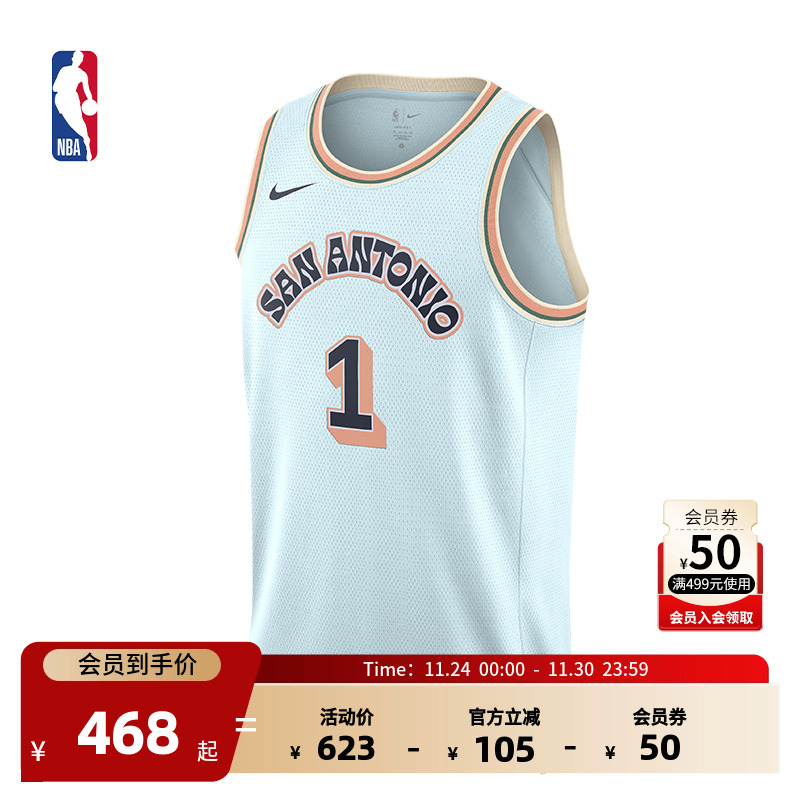 NBA马刺维克托文班亚马SW球衣