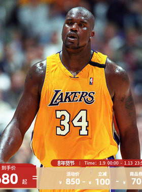 NBA官方正品MITCHELL&NESS湖人奥尼尔Swingman复古球衣篮球服