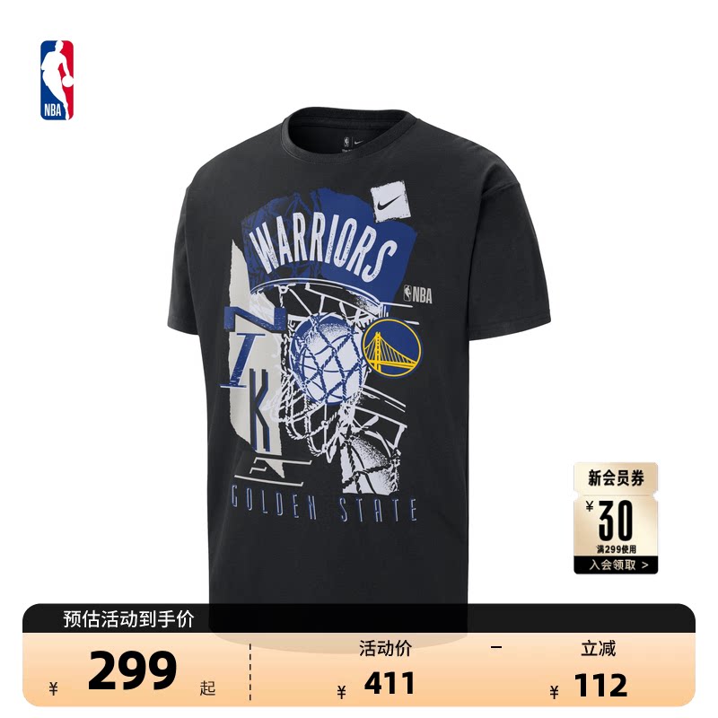 耐克NBA金州勇士夏季纯棉运动T恤图片