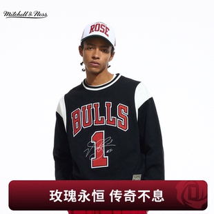 NBA官方MITCHELL & NESS罗斯退役仪式芝加哥公牛男女同款圆领卫衣