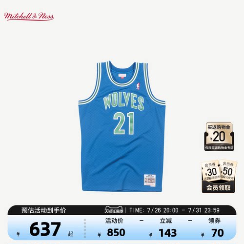 NBA官方森林狼95-96赛季SW球衣MN