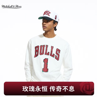 NBA官方MITCHELL & NESS罗斯退役仪式芝加哥公牛男女同款长袖T