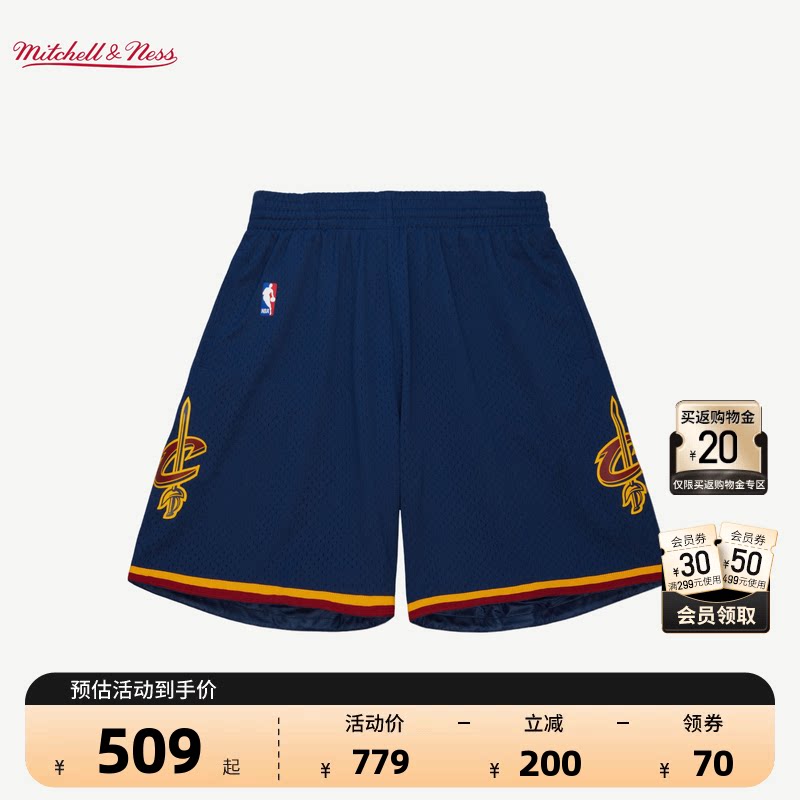 NBA官方MN克利夫兰骑士11-12赛季美式复古速干球迷版篮球短裤男女