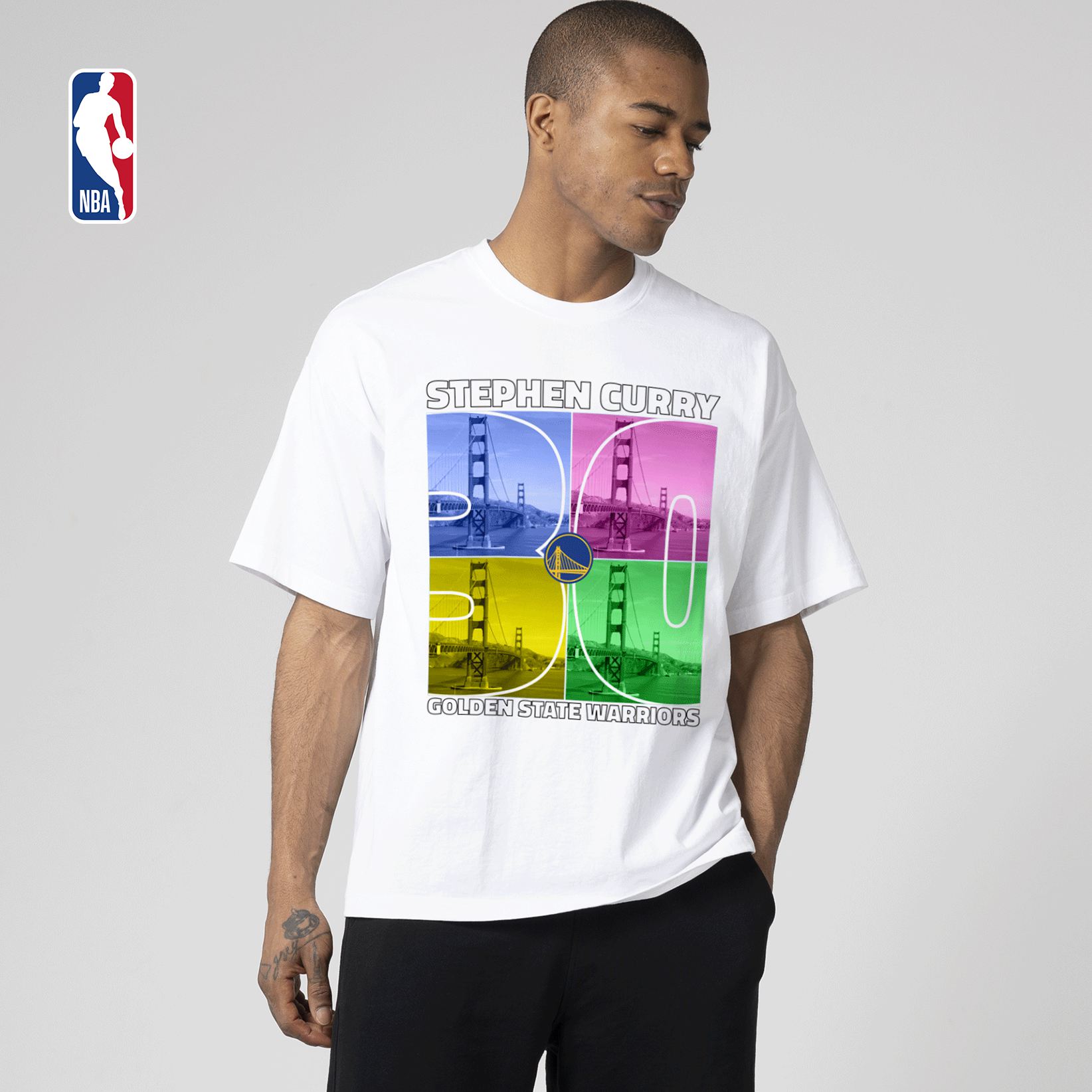 NBA勇士队库里流行系列短袖