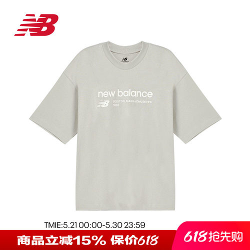 NB女款休闲时尚纯色百搭圆领半袖