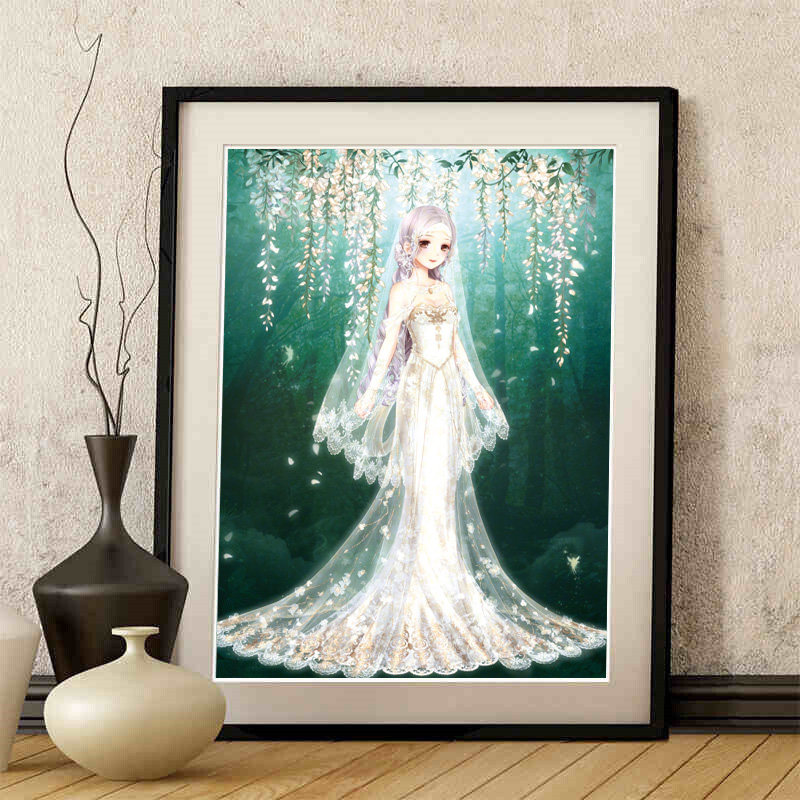 纯手工十字绣成品缘定今生女孩新款简约现代客厅小幅卧室装饰挂画