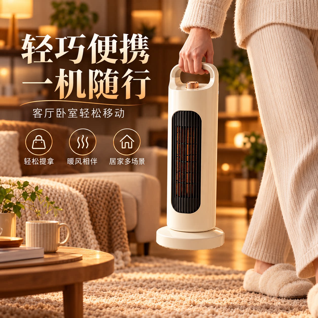 小型取暖器家用节能省电2026新款立式暖风机母婴适用防水居浴两用