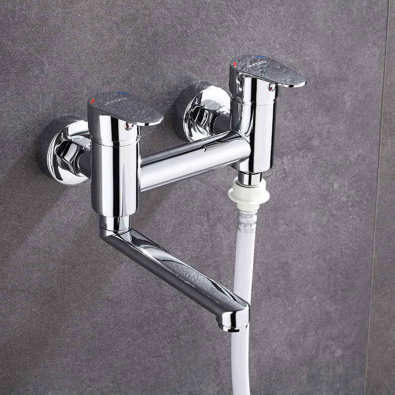 入墙式冷热水龙头厨房水槽阳台双用多功能洗碗机龙头双把独立开关