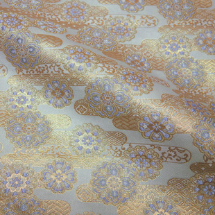 金襕坊 日本进口和风布料 西阵织 金襕织锦缎 白地霞花纹