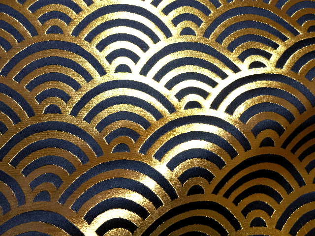 日本进口 和风布料 京都西阵织 金襕织锦缎 青海波文 小(黒)