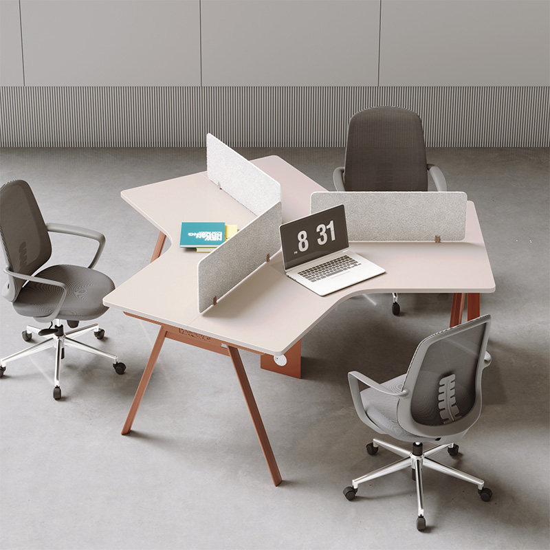 职员桌简约现代3人6人位屏风办公桌椅组合三角员工桌办公创意组合