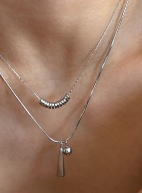 734钛钢可洗澡不掉色双层流苏百搭日常水滴锁骨项链