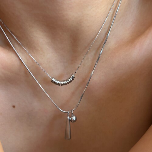 734钛钢可洗澡不掉色双层流苏百搭日常水滴锁骨项链