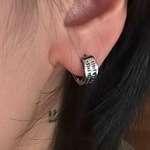 单只 734钛钢不掉色暗黑重工复古做旧耳扣十字花中性耳环