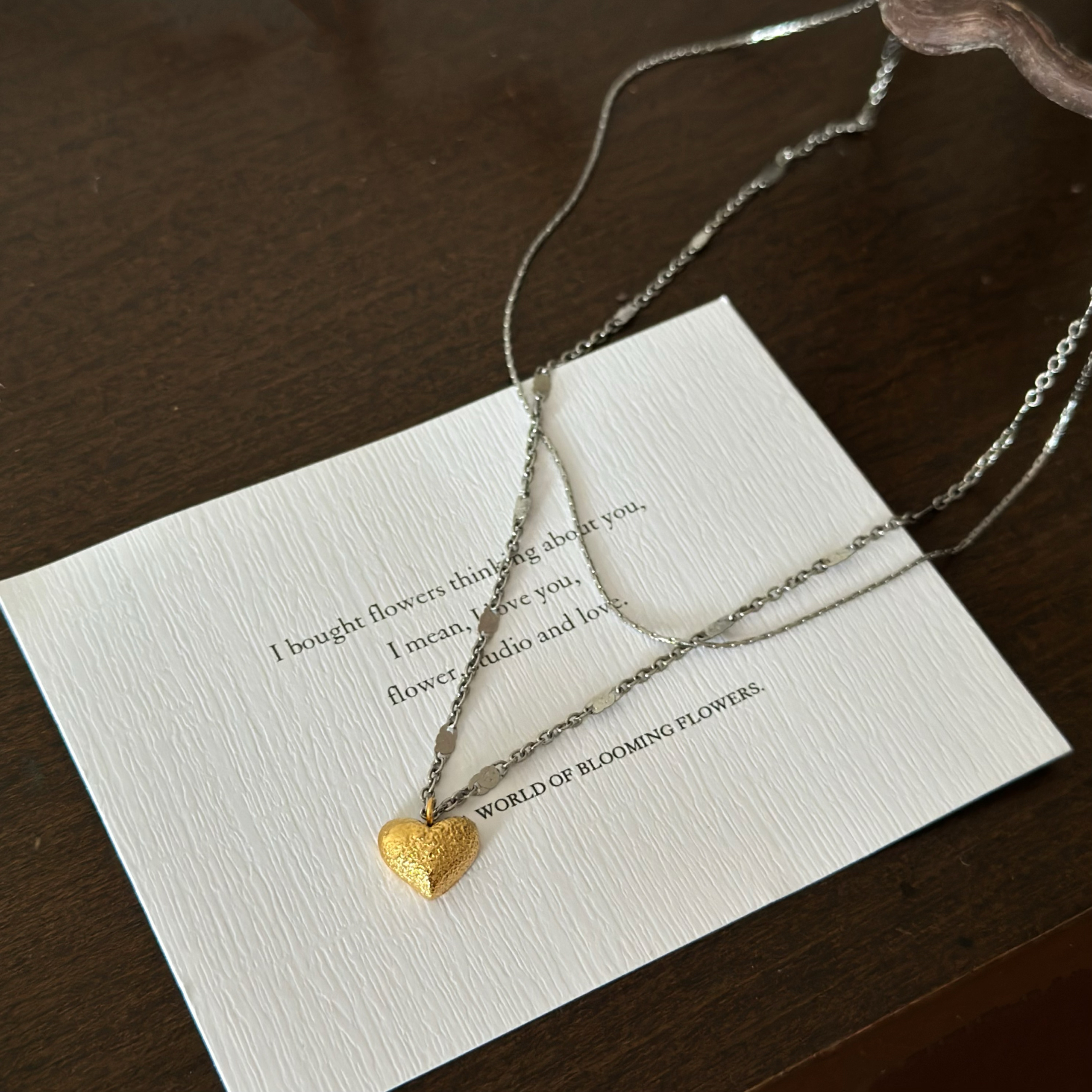 734钛钢爱心双层项链bulingbuling高级拼色气质百搭不掉色锁骨链