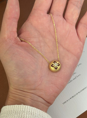 734钛钢项链四叶亮晶晶拉丝项链拉丝八芒星锁骨链