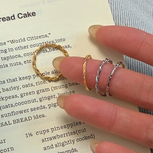 麻花不规则线条戒指女简约冷淡风气质指环百搭食指戒 734钛钢小码