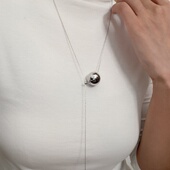 734号钛钢有求必应链路路通长款 项链女简约空心球球抽拉毛衣链