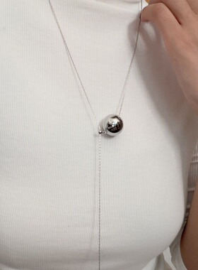 734号钛钢有求必应链路路通长款项链女简约空心球球抽拉毛衣链