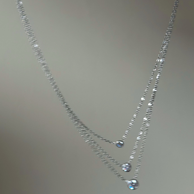734钛钢多层叠戴项链轻奢精致露思同款锁骨链亮晶晶颈链