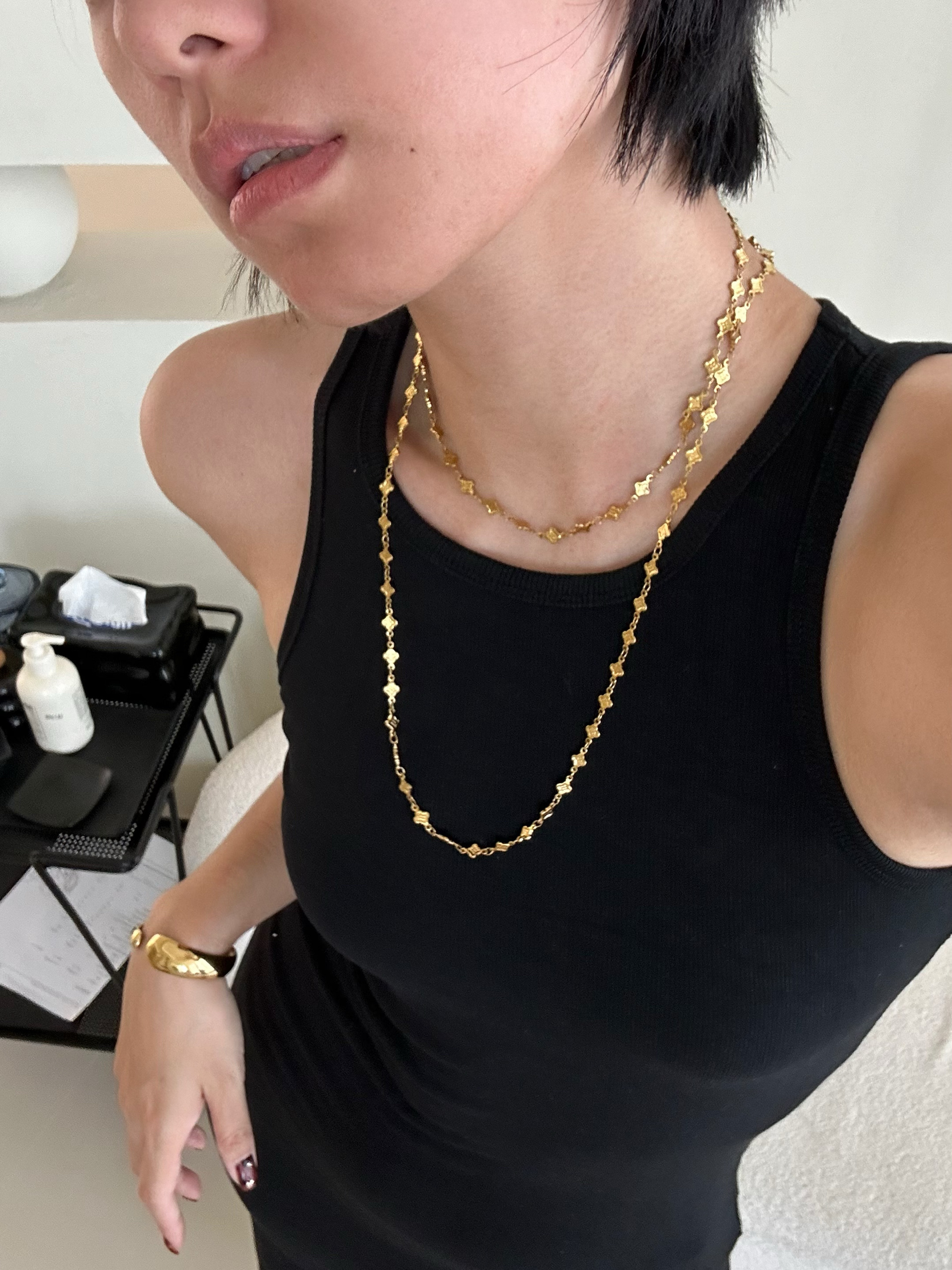 734钛钢不掉色毛衣链呀100cm多种戴法叠搭锁骨银色复古项链