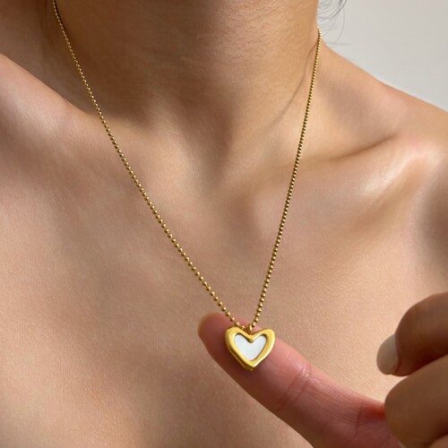 734号贝壳爱心毛衣链百搭日常金色锁骨项链