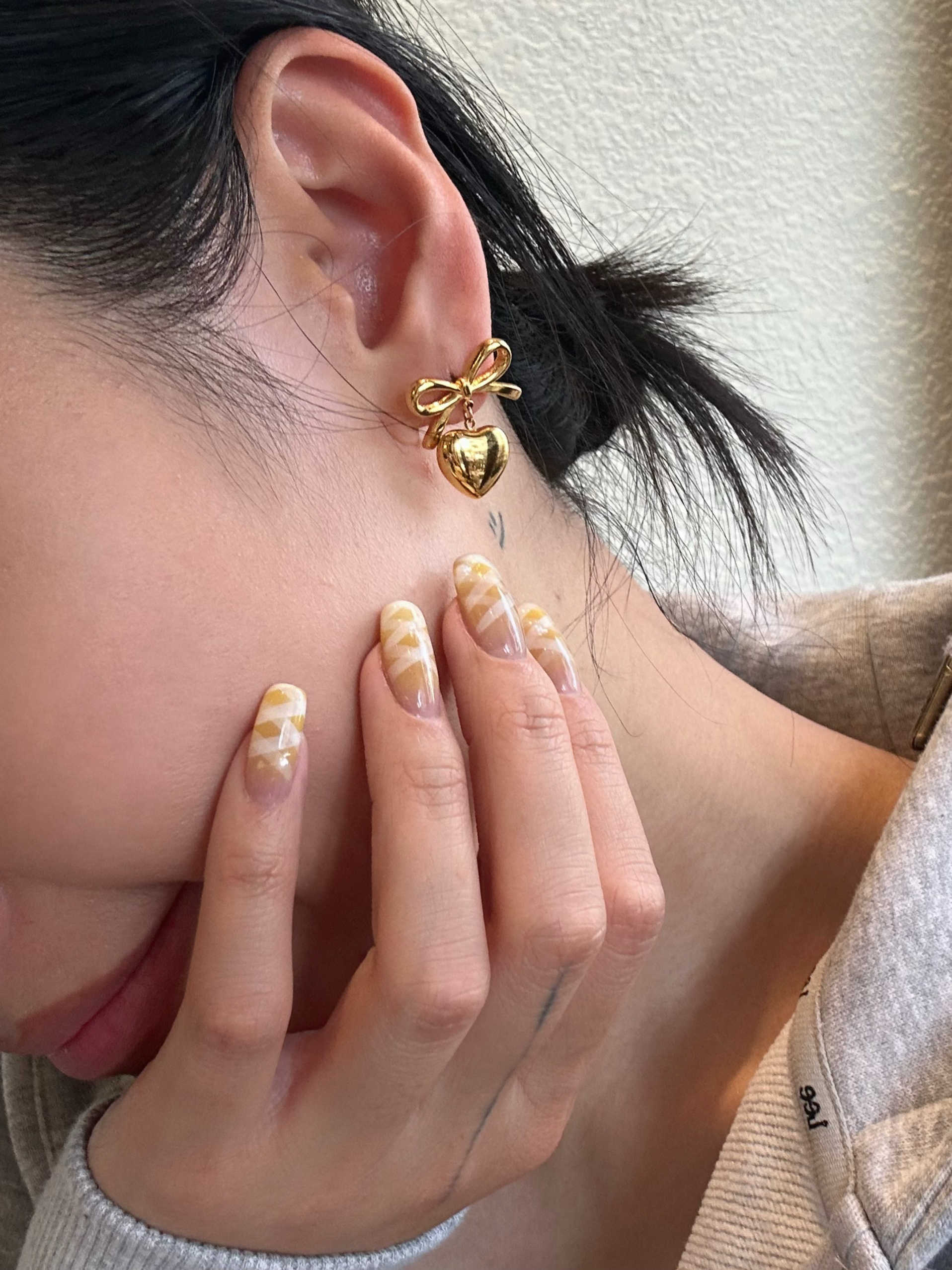 可洗澡耳钉钛钢可爱蝴蝶结