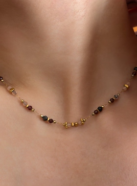 734金色香槟亮晶晶项链女款锁骨链小众设计感高级气质百搭颈链