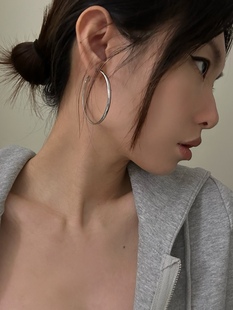 734号超大钛钢金色50mm夸张圆圈圈耳环欧美风时尚个性饰品轻巧