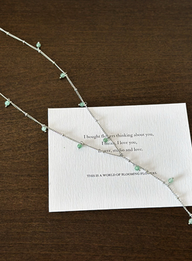 734钛钢洗澡不掉色圆珠绿色俏皮活泼百搭y字锁骨毛衣链