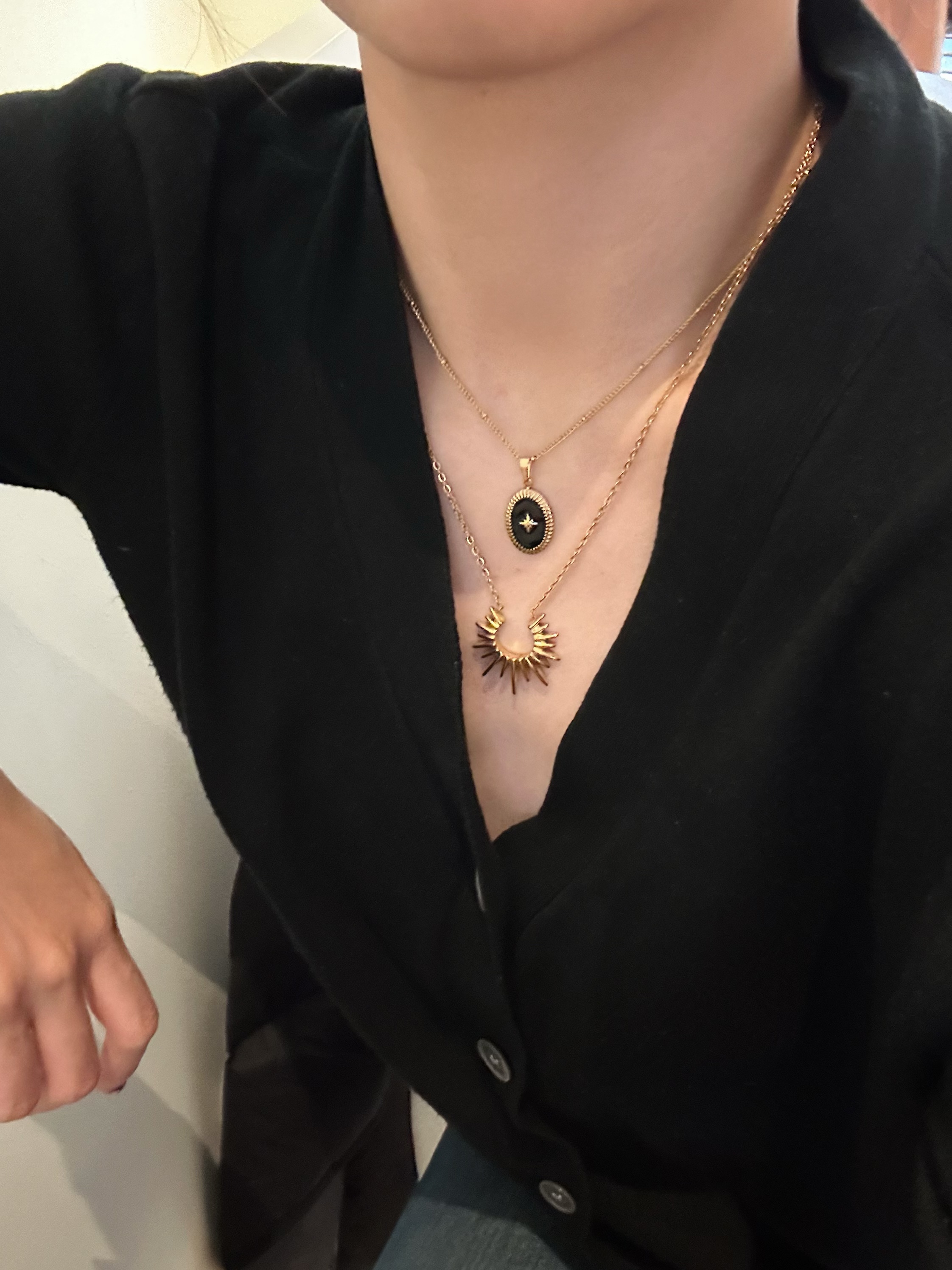 可洗澡项链钛钢金色吊坠