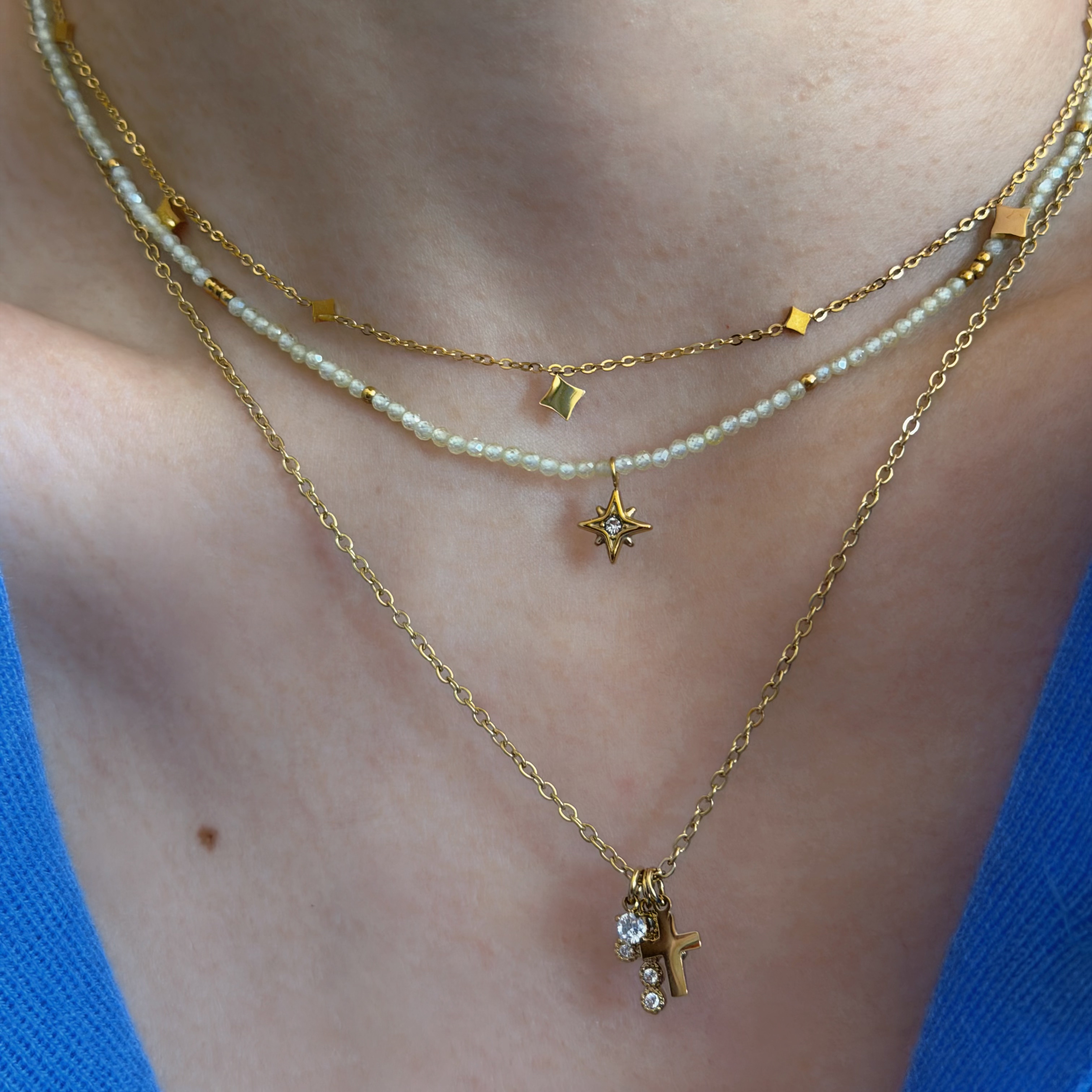 734钛钢欧美多层叠戴项链女款锁骨链小众设计感高级气质百搭颈链