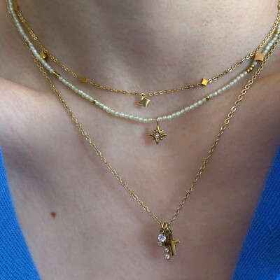 734钛钢欧美多层叠戴项链女款锁骨链小众设计感高级气质百搭颈链