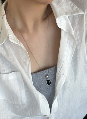 734钛钢黑玛瑙可调节项链金银双色抽拉可调节蛇骨加长气质毛衣链