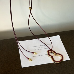 734董洁同款设计感镂空葫芦吊坠新中式新年古法福禄挂坠女项链