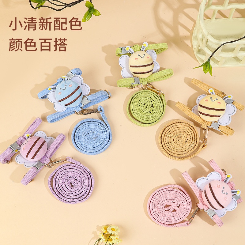 猫咪蜜蜂牵引绳可爱溜猫绳胸背带背心式牵引绳遛狗绳狗狗绳子