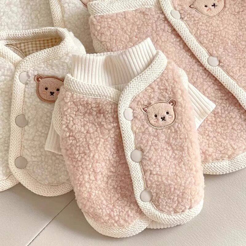 跨境秋冬季狗狗衣服小熊背心马甲打底衫两件套装猫咪宠物衣服