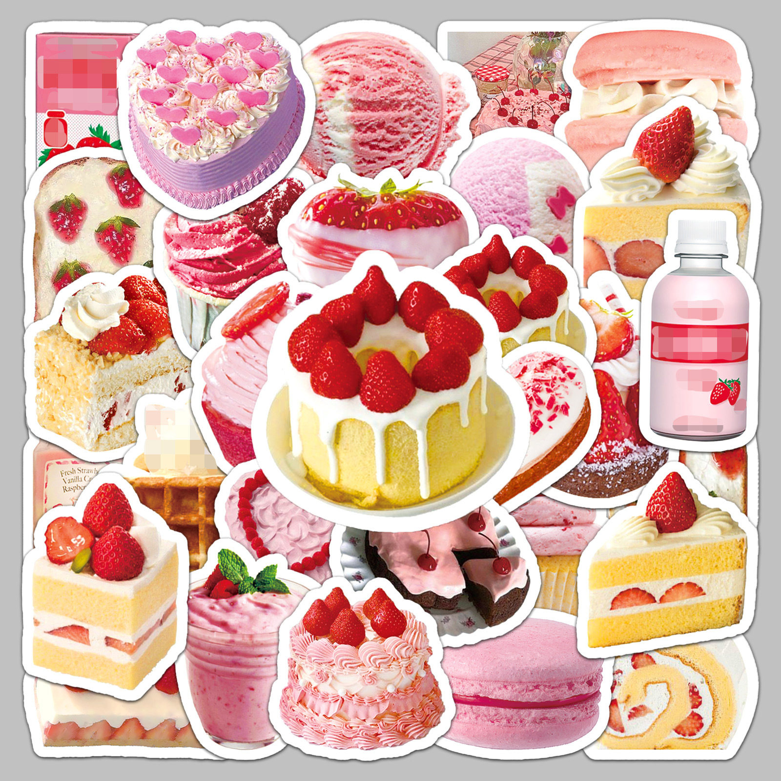 50张ins风蛋糕甜点涂鸦贴纸Cute sticker美食DIY手机手账防水装饰